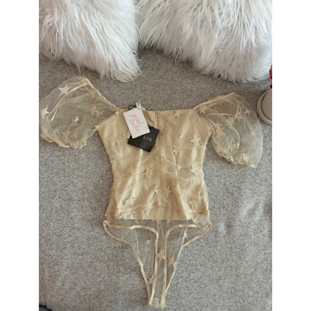 Sheer Stars Festival Bodysuit S Le Lis NWT - Picture 8 of 11